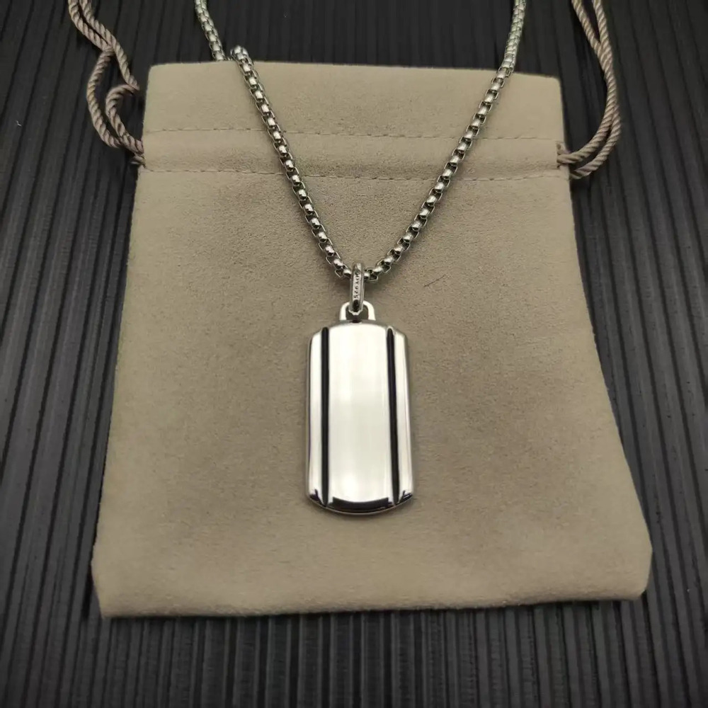 David Yurman Silver Streamlined Square Necklace - Picture 2 of 6